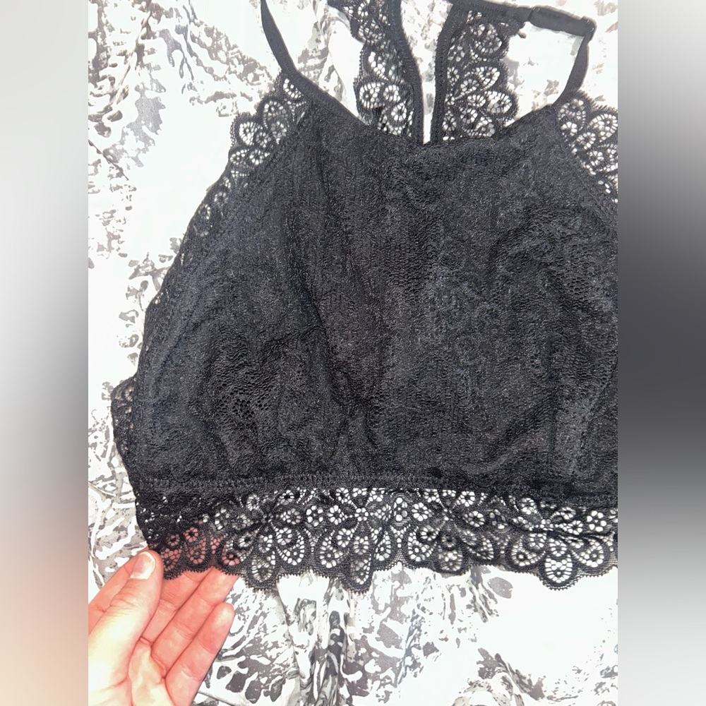 Aerie Black Lace Halter Bra - Picture 2 of 10